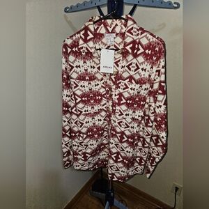 Ariat Women's Burgundy & Cream Southwest Shacket